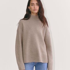 EVERLANE THE HONEYCOMB FUNNEL NECK IN WOOL CASHMERE size XS gray